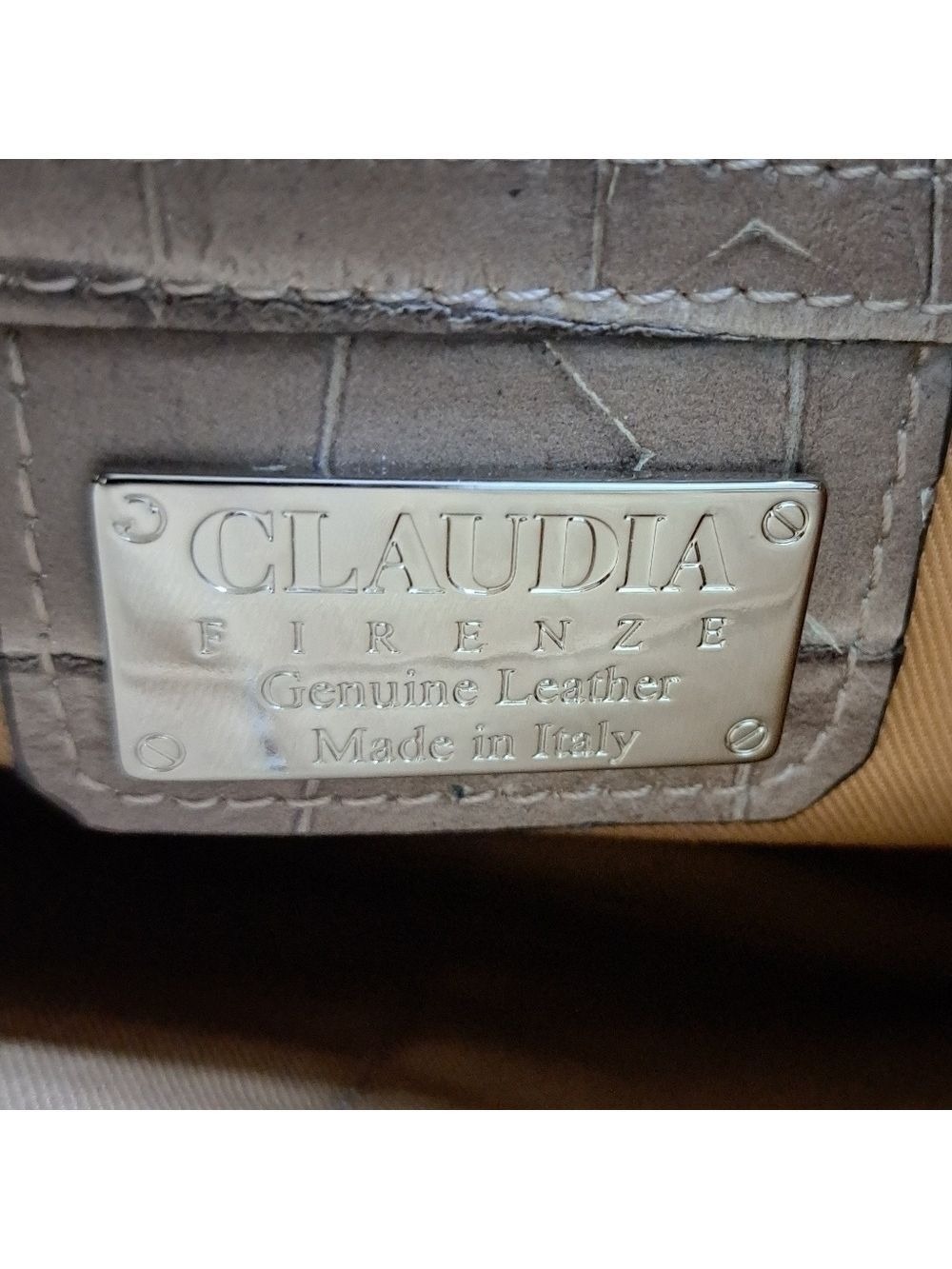CLAUDIA FIRENZE Italy embossed Stars croc look leather chunky chain purse bag - Picture 5 of 16